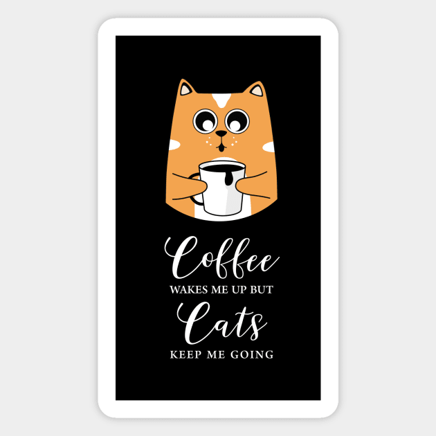 Cat Drinking Coffee - For a Cat and Coffee Lover Magnet by SeaAndLight